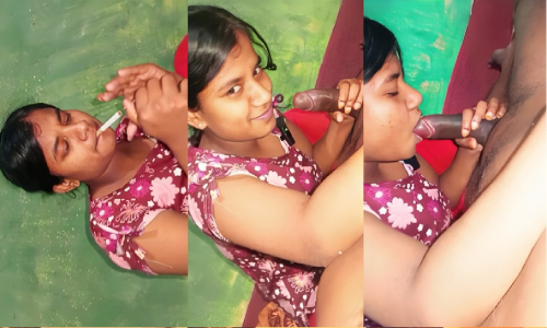 Sexy Desi Girlfriend Sucked Dick With Cigarette For Fun