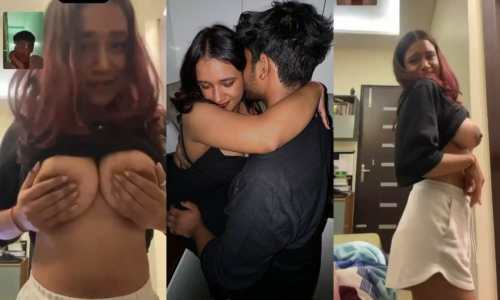 Gorgeous High Class Colour Hair Babe First Time Showing her Natural Big Boobs to Boyfriend