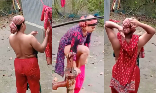 Beautiful Village Bhabi Changing After Bathing