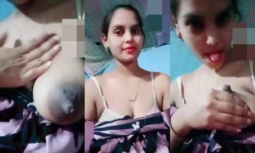Horny Bhabhi Showing Big Puffy Dark Nipples Squeezing Milky Boobs